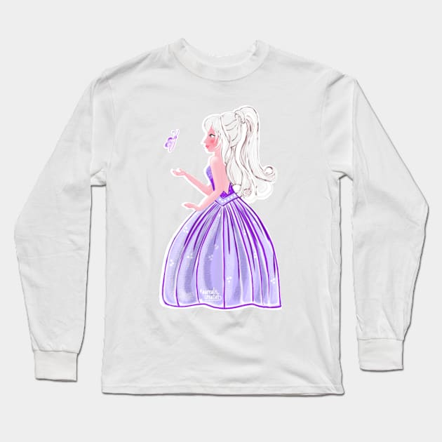 Purple Butterfly girl Long Sleeve T-Shirt by Aurealis